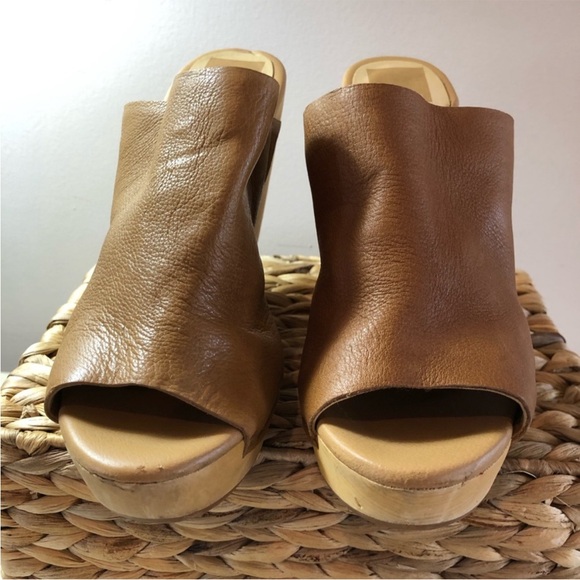 Dolce Vita Caramel Leather Mule Wood Heel Size 8.5 - Picture 6 of 9